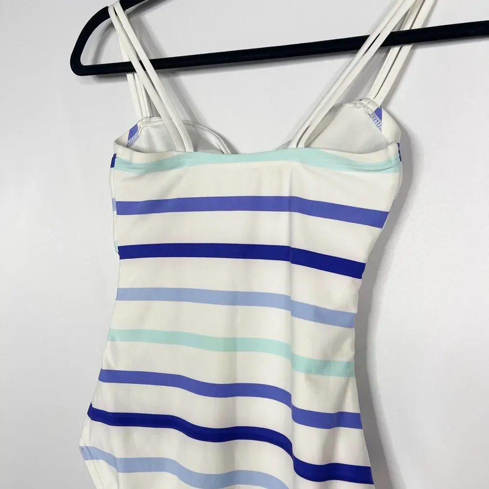 Kate Spade XSmall Blue White Striped Provincetown Cut Out One Piece Swimsuit XS